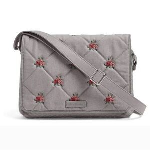 Vera Bradley Embroidered Iconic Turnabout Crossbody in Denim Gray